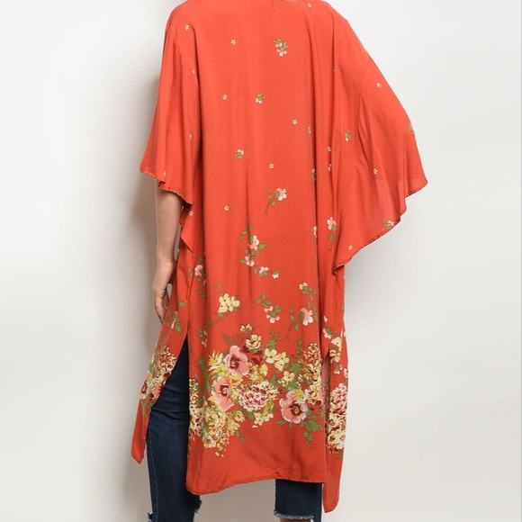 LAST 2‼️EARTH RUST floral Kimono/ Cardigan- Kimono - Picture 3 of 3